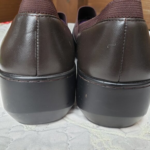 EUC EASY SPIRIT ESDILLONA premium leather platform wedges (9) chocolatey brown - Picture 4 of 7